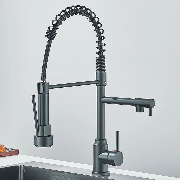 Robinet de Cuisine Moderne à Levier Unique avec Double Bec en Acier Inoxydable – Flexible et Pratique 6