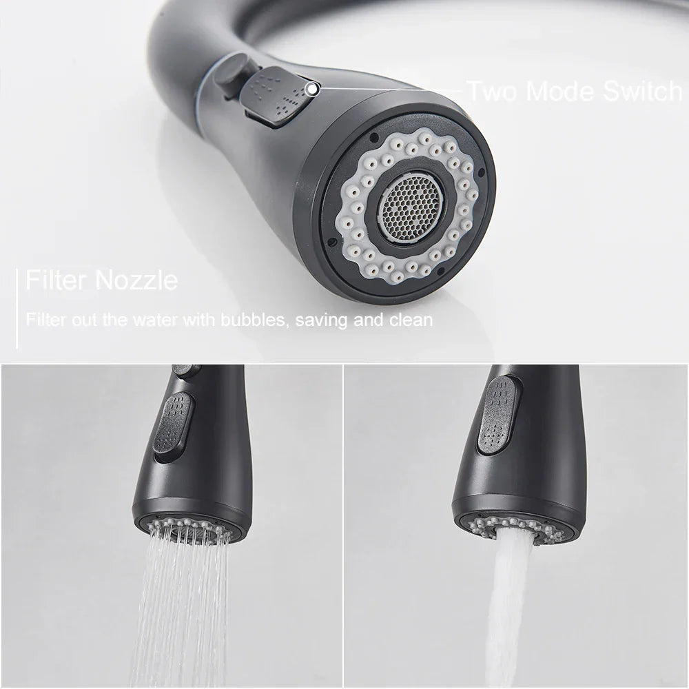 Robinet de Cuisine Noir avec Tête de Pulvérisation Extensible en Acier Inoxydable – Mitigeur Cuisine Élégant et Pratique 3