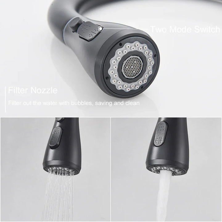 Robinet de Cuisine Noir avec Tête de Pulvérisation Extensible en Acier Inoxydable – Mitigeur Cuisine Élégant et Pratique 3