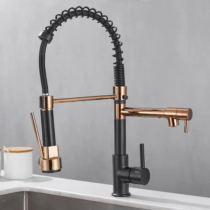 Robinet de Cuisine Noir en Laiton avec Système à Double Jet – Mitigeur Cuisine Élégant et Ergonomique 5