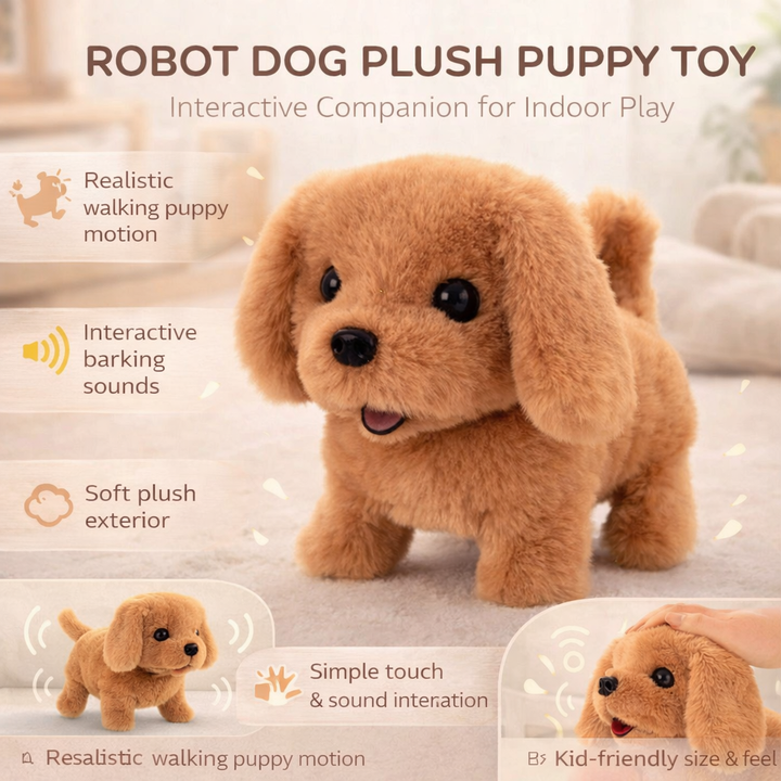 Giocattolo di peluche cane robot interattivo che cammina e abbaia