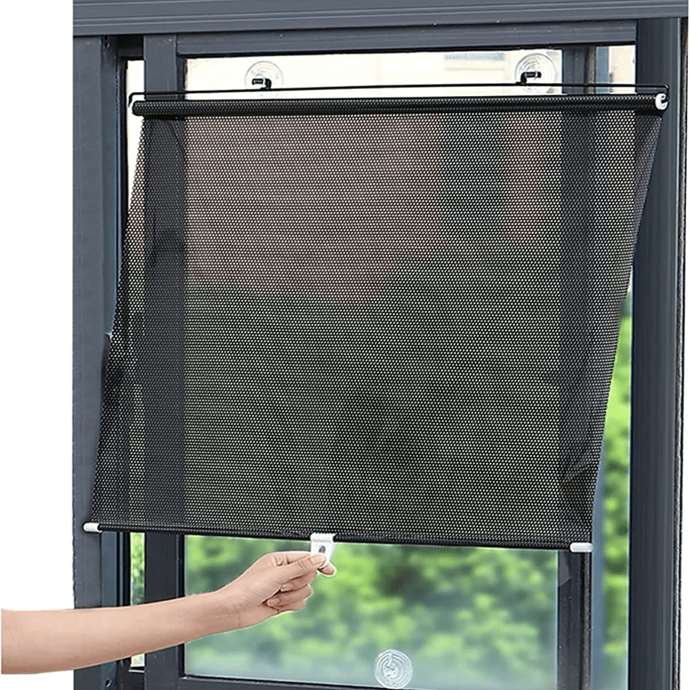 Rouleau Pare-Soleil Réglable UV pour Fenêtres et Terrasses – Protection Durable et Ajustable, 40x125 cm, Noir 0