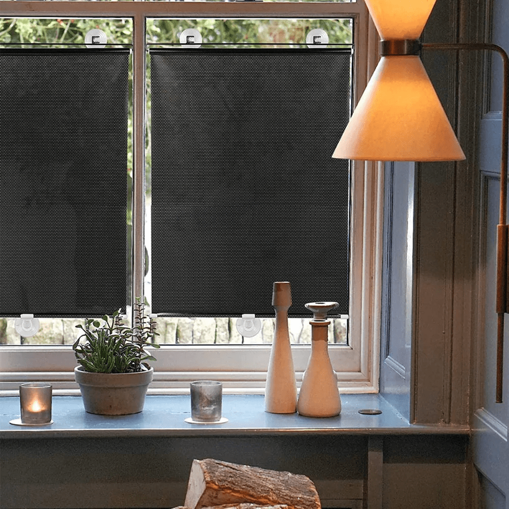 Rouleau Pare-Soleil Réglable UV pour Fenêtres et Terrasses – Protection Durable et Ajustable, 40x125 cm, Noir 1