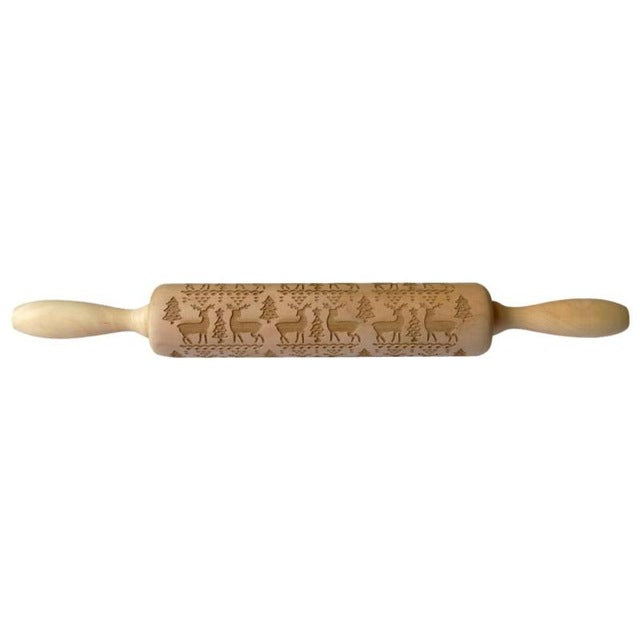 Rouleau à Pâtisserie en Bois Gravé – Rouleau Patissier Idéal pour Créer des Biscuits de Noël Festifs 35 cm 17