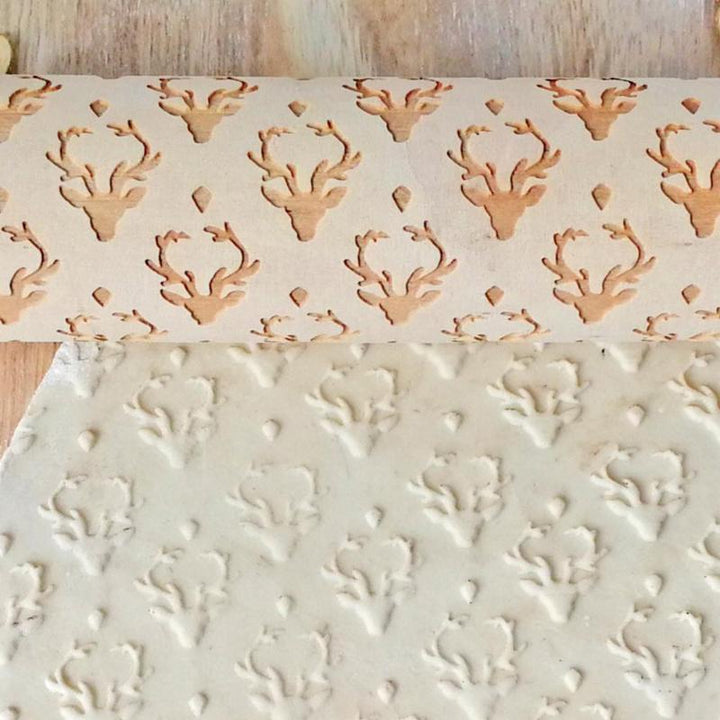 Rouleau à Pâtisserie en Bois Gravé – Rouleau Patissier Idéal pour Créer des Biscuits de Noël Festifs 35 cm 4