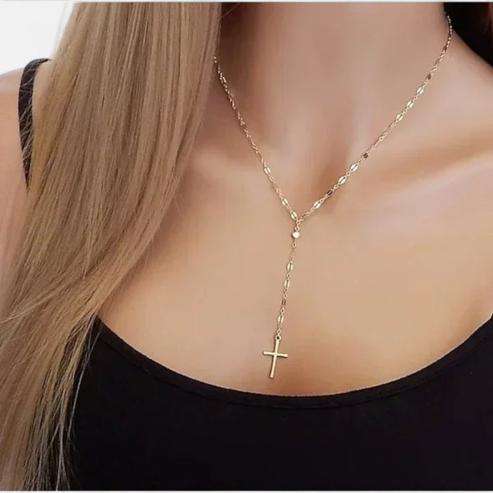 Celzoir | Collier Classy Femme Y-Croix en Argent Sterling 925 – Élégance Minimaliste et Moderne