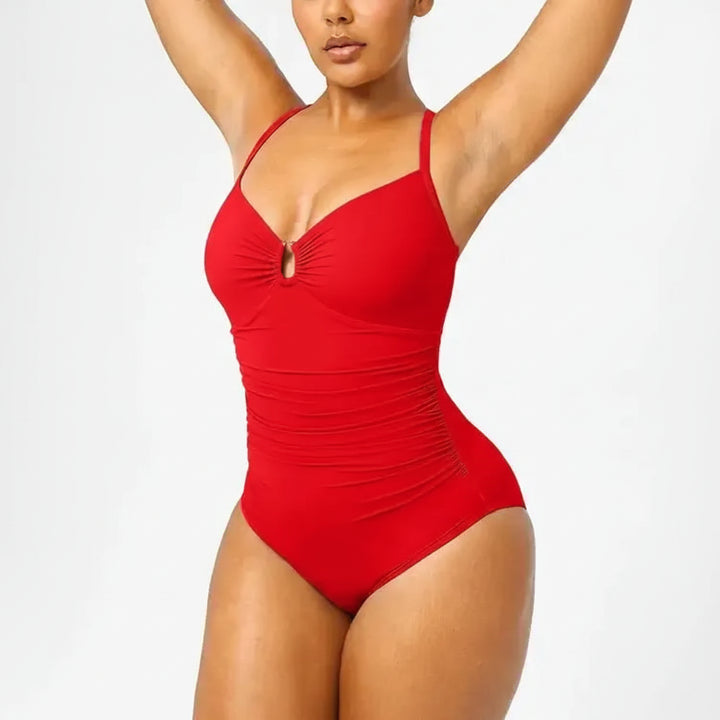 Badeanzug Einteiler mit Sweetheart-Ausschnitt und Ringdetail, Slim Fit für Damen