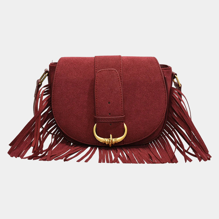 Suede Elegance – Chic Shoulder Bag with Fringes