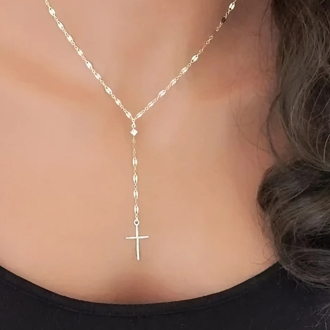 Celzoir | Collier Classy Femme Y-Croix en Argent Sterling 925 – Élégance Minimaliste et Moderne