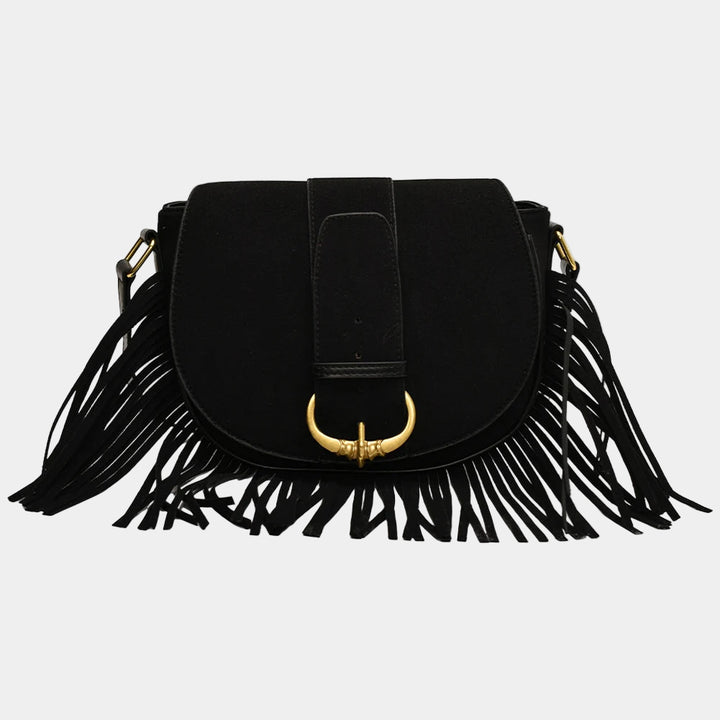 Suede Elegance – Chic Shoulder Bag with Fringes