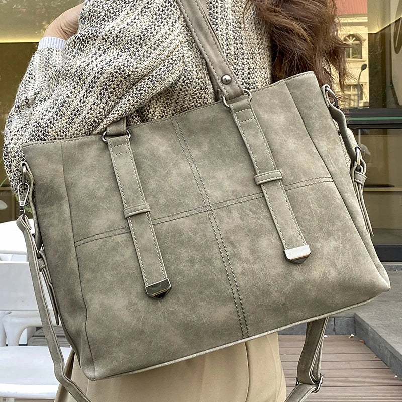Sac À Épaule Gris Rétro En Daim - Élégance Et Praticité Pour Femme 1
