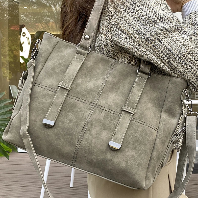 Sac À Épaule Gris Rétro En Daim - Élégance Et Praticité Pour Femme 3