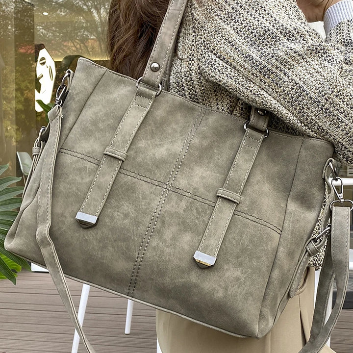 Sac À Épaule Gris Rétro En Daim - Élégance Et Praticité Pour Femme 3