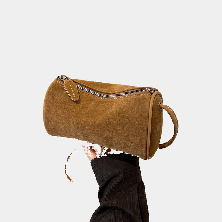 Sac À Main Cylindrique En Suédine Pour Femme - Style Rétro Polyvalent 5
