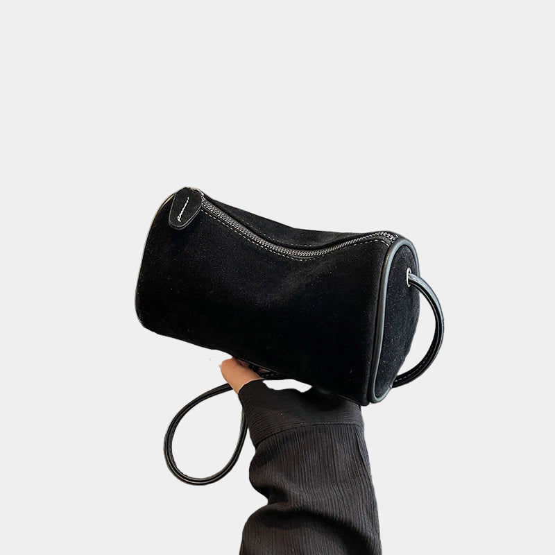 Sac À Main Cylindrique En Suédine Pour Femme - Style Rétro Polyvalent 7