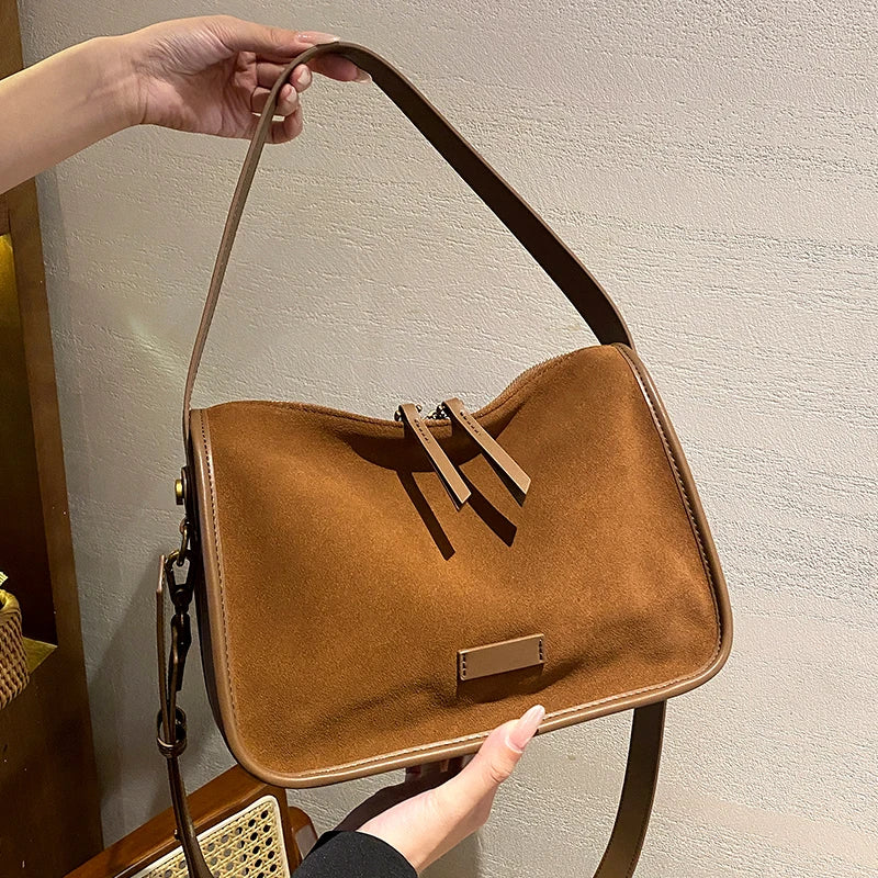 Sac à Main Femme en Cuir Rétro Daim - Sac Bandoulière Élégant et Pratique 1