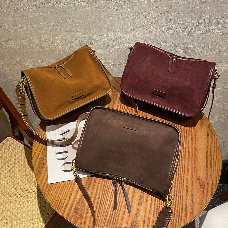 Sac à Main Femme en Cuir Rétro Daim - Sac Bandoulière Élégant et Pratique 5