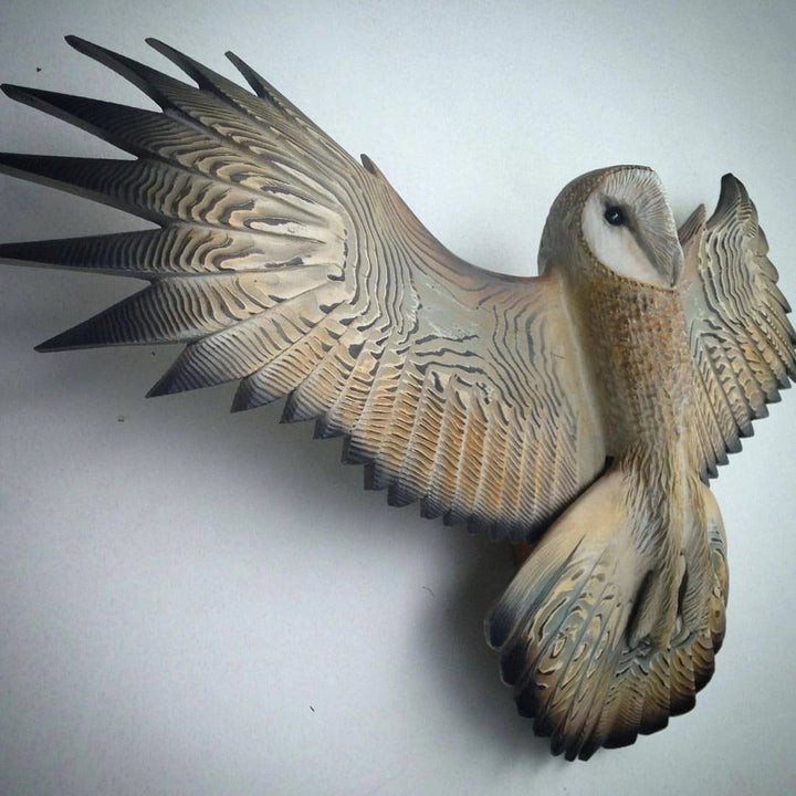 Sculpture Murale Chouettes de Grange Fait Main – Décoration Naturelle en Bois 3