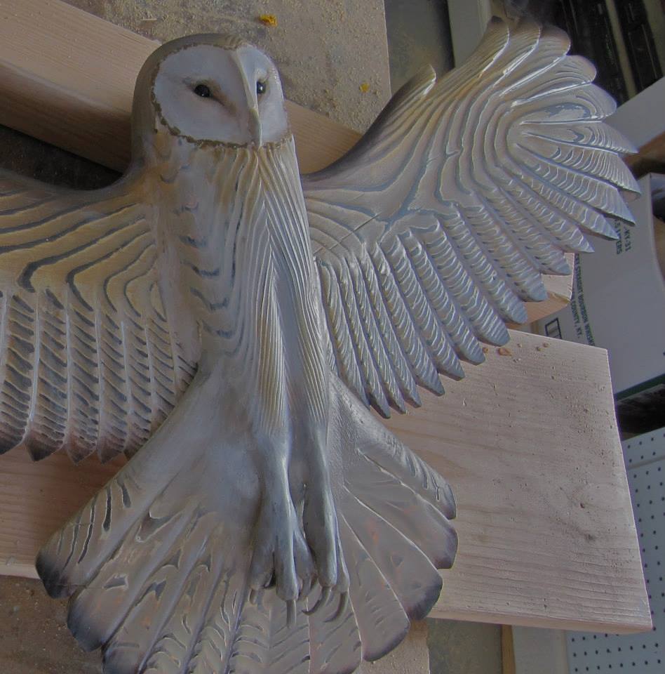 Sculpture Murale Chouettes de Grange Fait Main – Décoration Naturelle en Bois 4