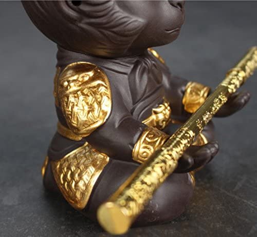 Sculpture Zen de Moine Roi en Argile Violette – Décoration Apaisante pour Séance de Thé et Intérieur Élégant 2