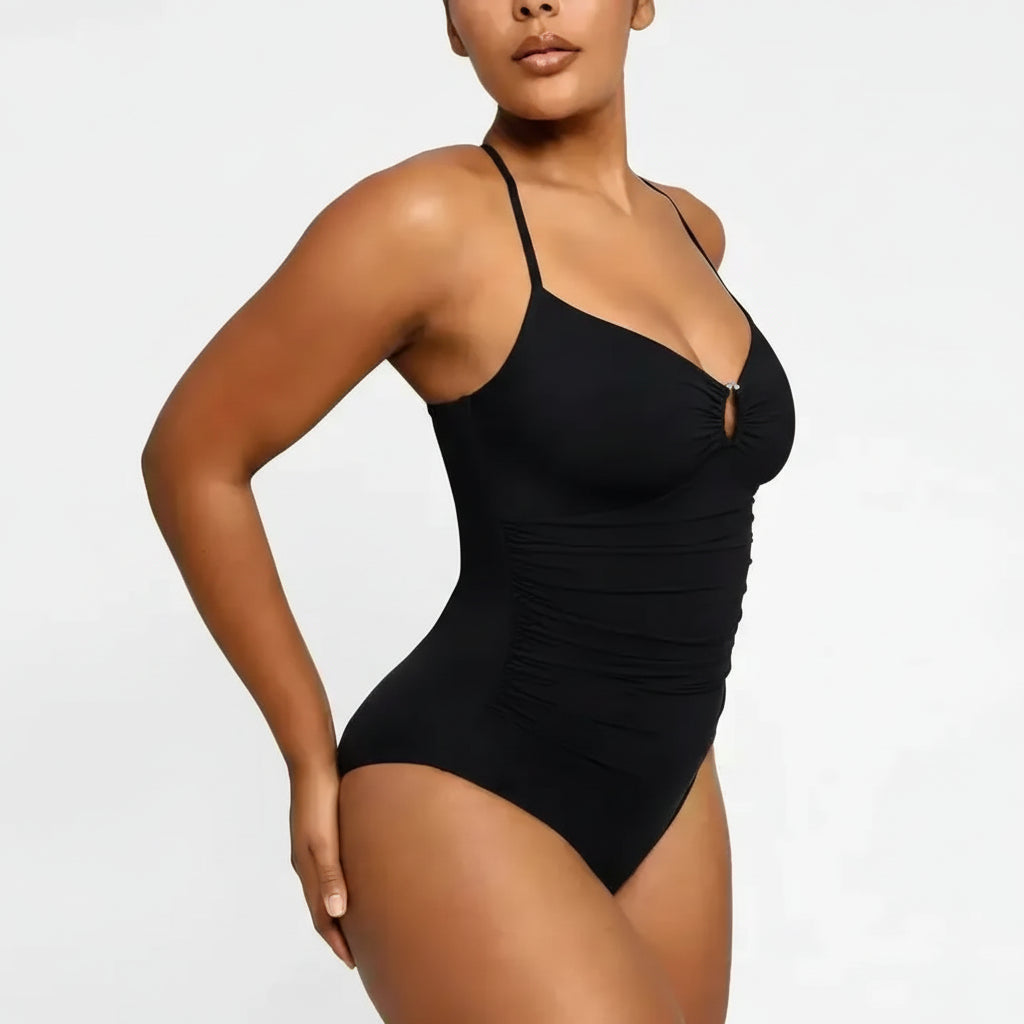 Badeanzug Einteiler mit Sweetheart-Ausschnitt und Ringdetail, Slim Fit für Damen