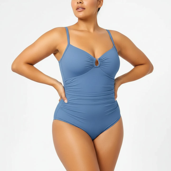 Badeanzug Einteiler mit Sweetheart-Ausschnitt und Ringdetail, Slim Fit für Damen