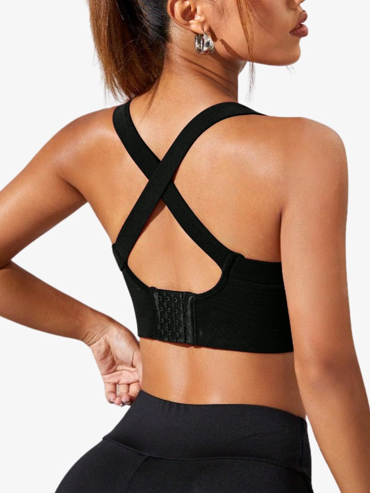 Soutien-gorge de sport dos croisé en matière respirante - Soutien-gorge de fitness et de yoga pour femme, tailles S/M/L 0