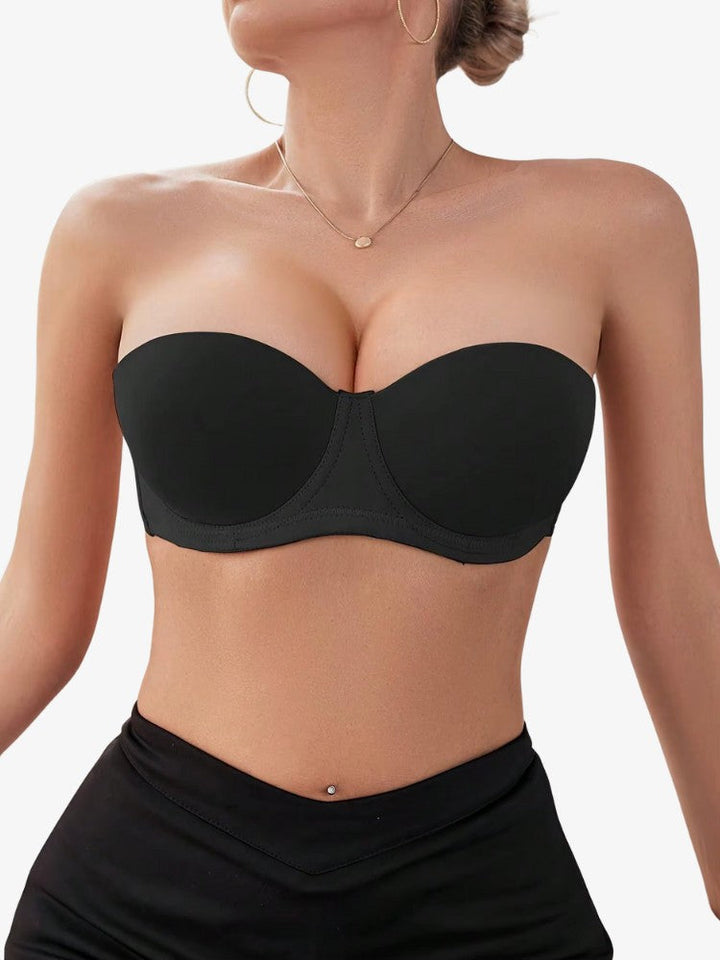 Soutien-gorge push-up sans bretelles - Demi-bonnet invisible avec technologie antidérapante 0