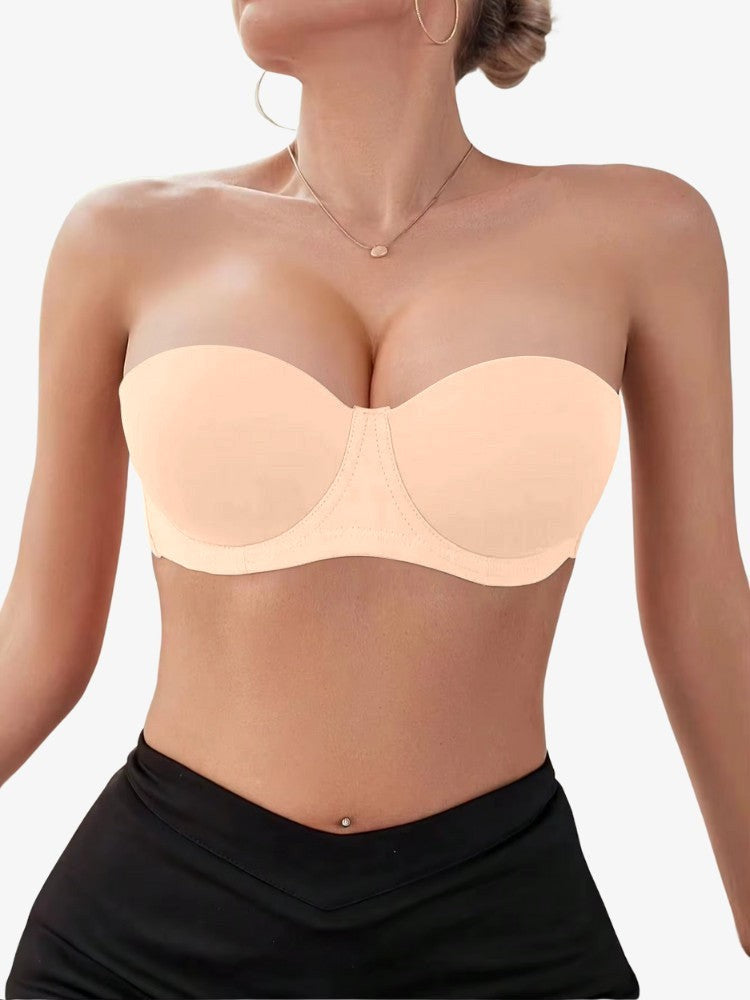 Soutien-gorge push-up sans bretelles - Demi-bonnet invisible avec technologie antidérapante 4