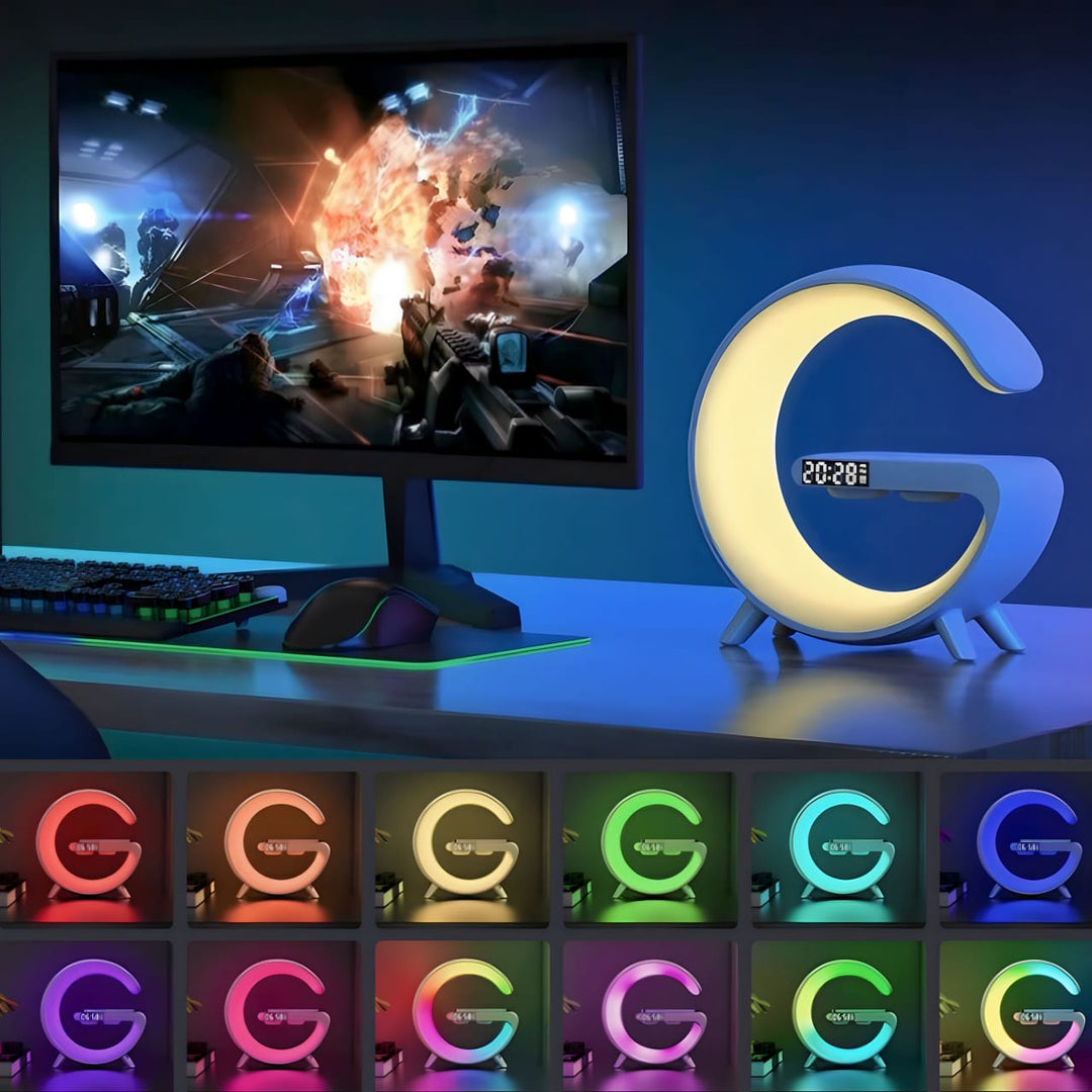 Station de Recharge Réveil Intelligent 4-en-1 avec Éclairage RVB et Haut-Parleur Bluetooth – Chargeur Sans Fil 2