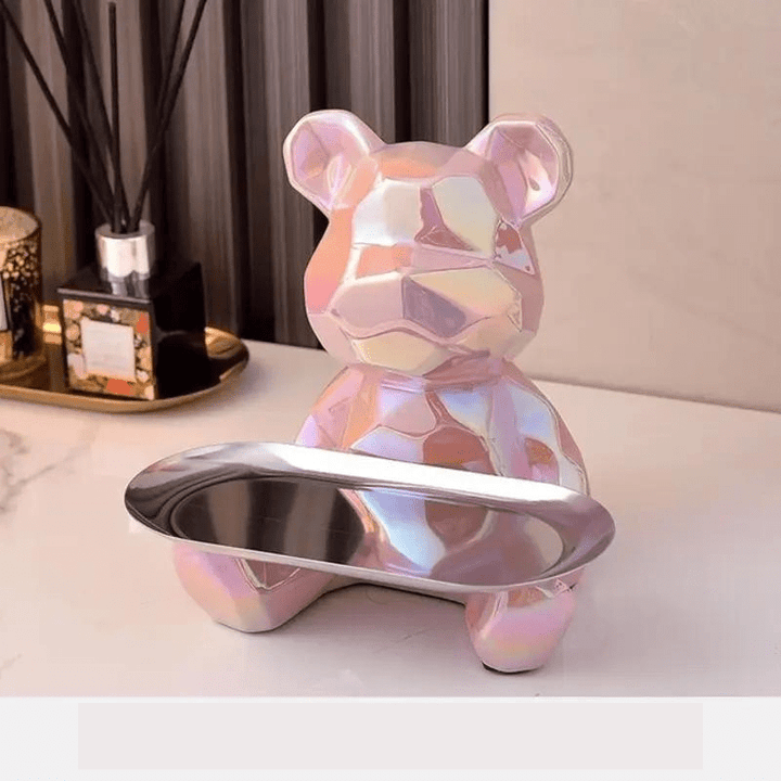 Statue Décoration GeoBear Multifonctionnelle en Céramique avec Espace de Rangement – Déco Statue Élégante 18 cm 0