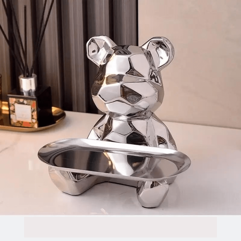 Statue Décoration GeoBear Multifonctionnelle en Céramique avec Espace de Rangement – Déco Statue Élégante 18 cm 10