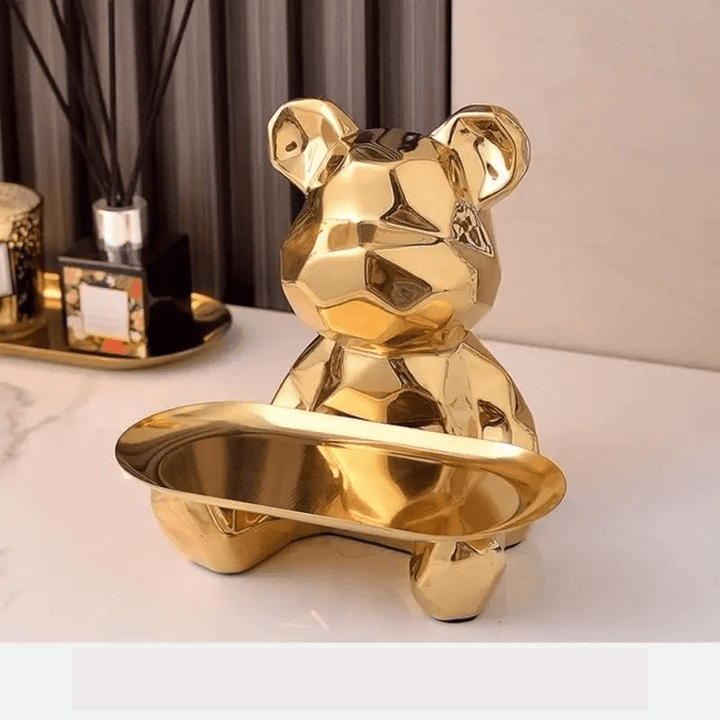 Statue Décoration GeoBear Multifonctionnelle en Céramique avec Espace de Rangement – Déco Statue Élégante 18 cm 14