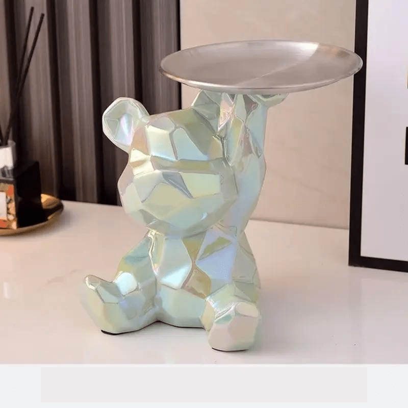 Statue Décoration GeoBear Multifonctionnelle en Céramique avec Espace de Rangement – Déco Statue Élégante 18 cm 15