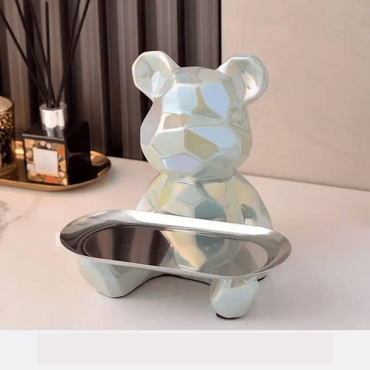 Statue Décoration GeoBear Multifonctionnelle en Céramique avec Espace de Rangement – Déco Statue Élégante 18 cm 6