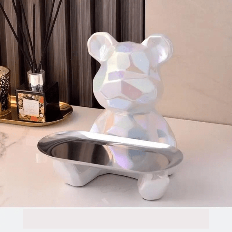 Statue Décoration GeoBear Multifonctionnelle en Céramique avec Espace de Rangement – Déco Statue Élégante 18 cm 8