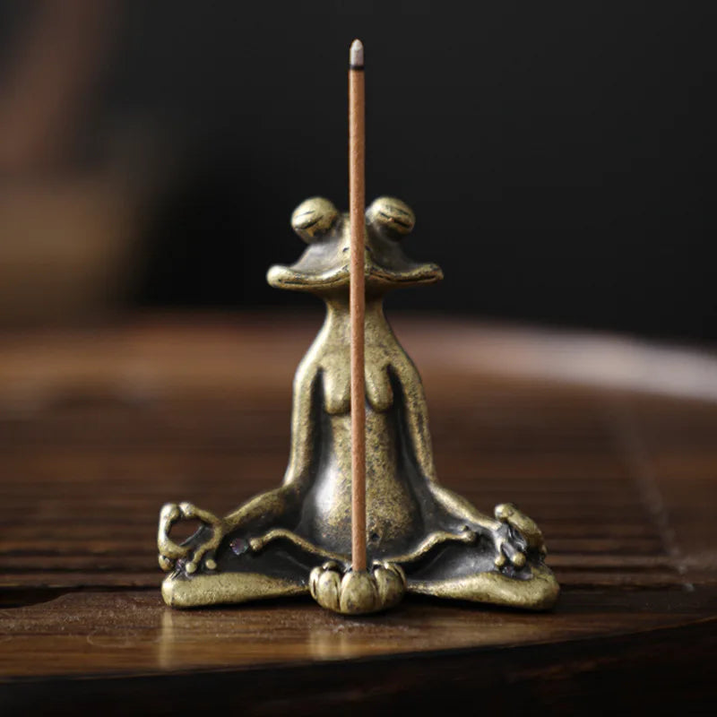 Statue Décoration de Grenouille Apaisante en Cuivre Antique avec Porte-Encens – Idéale pour Méditation et Déco intérieure 1