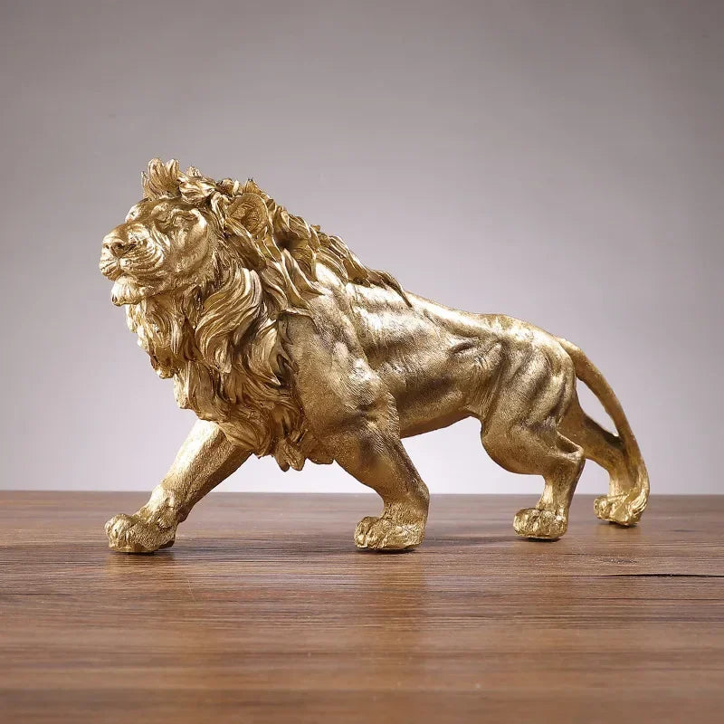 Statue de Lion en Résine Dorée – Décoration Élégante pour Maison et Bureau, Déco Statue Majestueuse et Durable 3