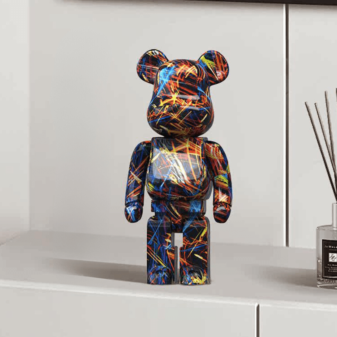 Statuette Décorative en Résine Multicolore Kawaiibear pour Salon et Chambre d'Enfant - Décoration Mignonne et Joyeuse 0