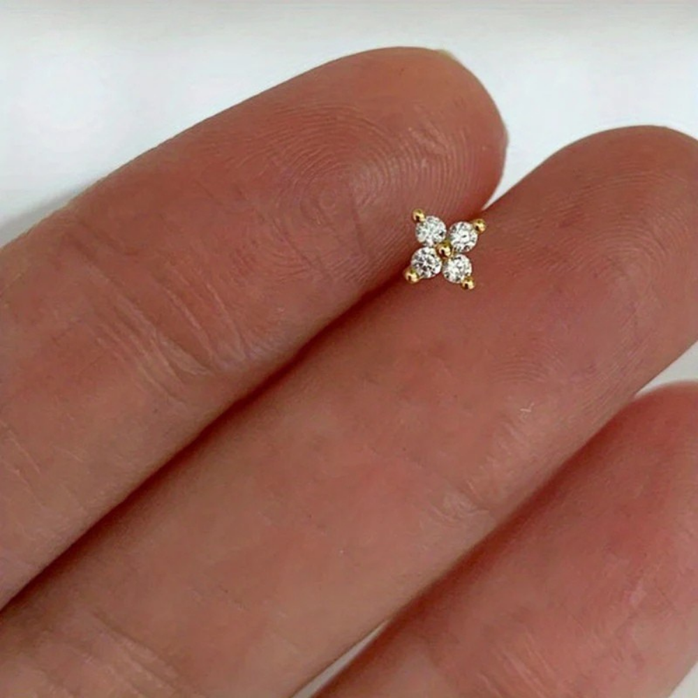 Ohrstecker Muttertag Gold Blume Zirkonia