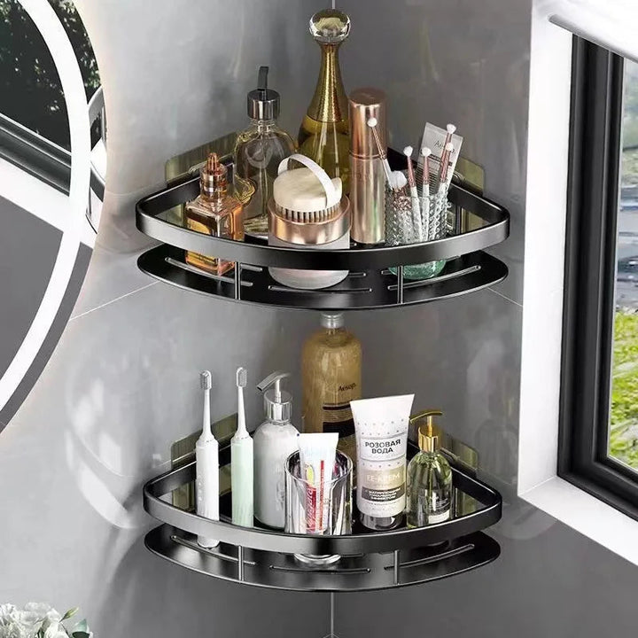 Support Mural en Aluminium pour Salle de Bain – Rack de Coin Durable et Pratique, Noir Argent, Installation Facile 2
