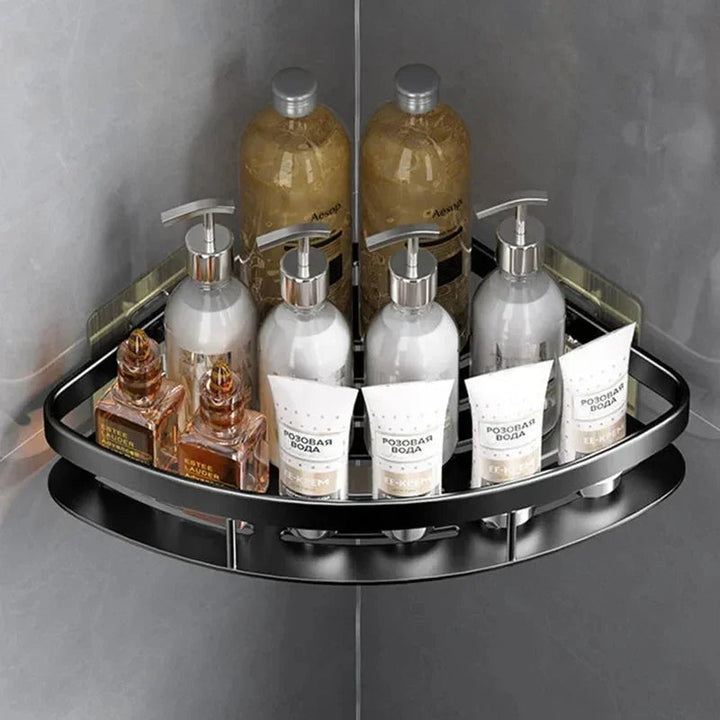 Support Mural en Aluminium pour Salle de Bain – Rack de Coin Durable et Pratique, Noir Argent, Installation Facile 3
