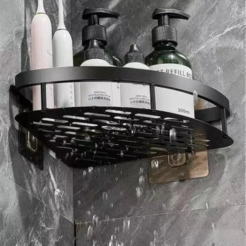 Support Mural en Aluminium pour Salle de Bain – Rack de Coin Durable et Pratique, Noir Argent, Installation Facile 4