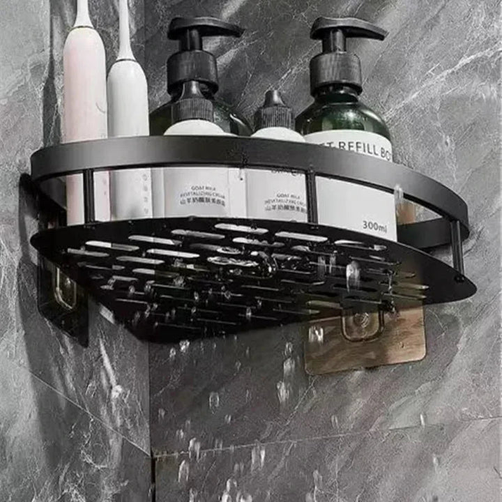 Support Mural en Aluminium pour Salle de Bain – Rack de Coin Durable et Pratique, Noir Argent, Installation Facile 4