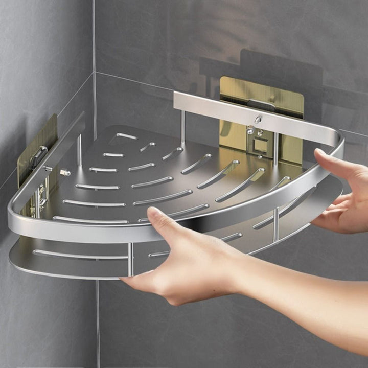 Support Mural en Aluminium pour Salle de Bain – Rack de Coin Durable et Pratique, Noir Argent, Installation Facile 5