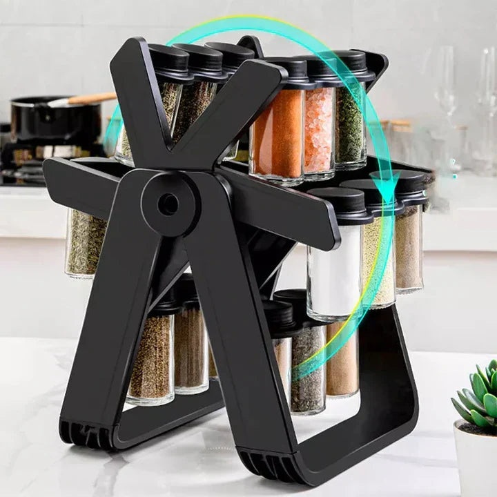 Support à Épices Rotatif 360° avec Pots Hermétiques – Présentoir à Épices Pratique pour Cuisine, Design Compact et Élégant 2