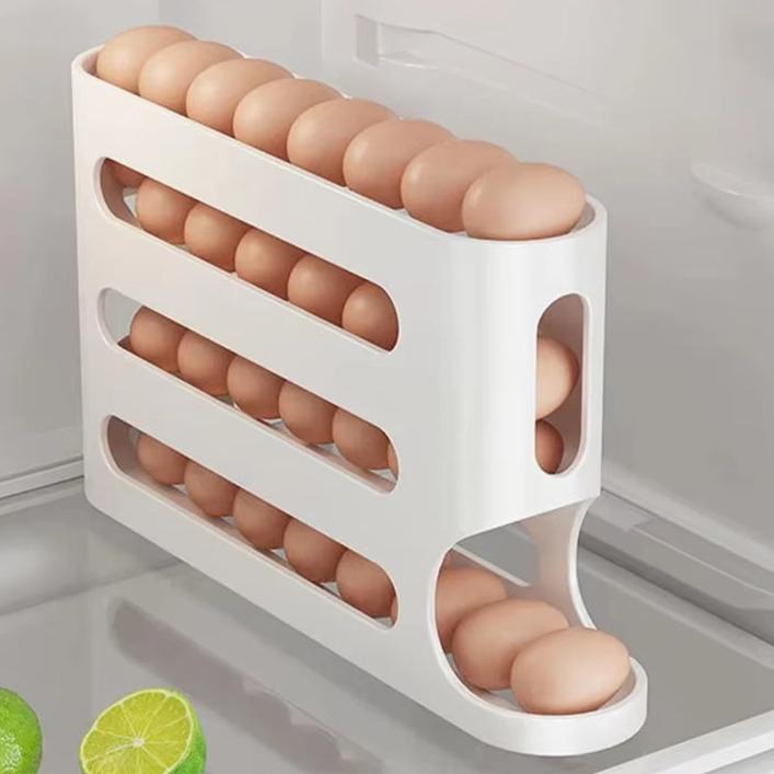 Support à Œufs Durable à 4 Couches avec Glissement Automatique pour Réfrigérateur – Organisateur Pratique en Plastique Incassable 1