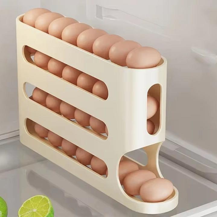 Support à Œufs Durable à 4 Couches avec Glissement Automatique pour Réfrigérateur – Organisateur Pratique en Plastique Incassable 2
