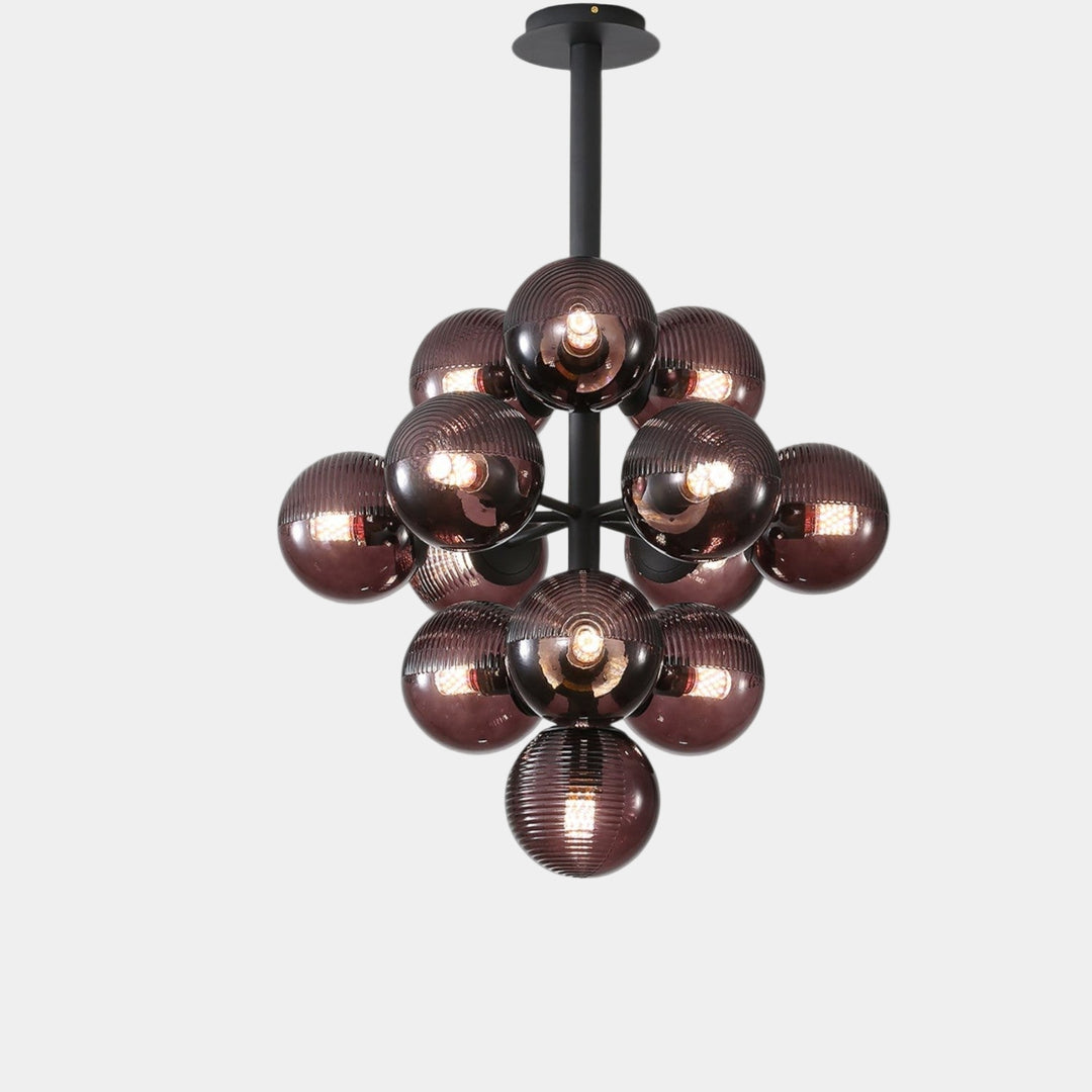 Suspension Luminaire Élégante en Métal et Verre, Lampe Suspendue Inspirée des Raisins, Hauteur Réglable, Design Unique 1
