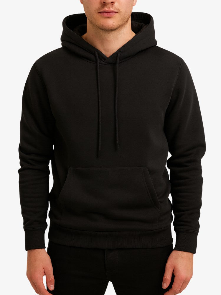 Sweat à capuche premium pour homme - Pull confortable avec poche kangourou, en polyester chaud, style sportif et décontracté 0
